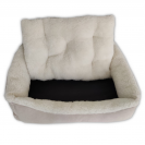 Прямоугольная лежанка кровать из овечьей шерсти - бело-кремовая