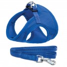Комплект мягкая шлейка-жилетка и поводок нейлоновый синий S, обхват груди 350мм, поводок 15*1200мм
