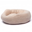 Круглая лежанка кровать для животных  из овечьей шерсти - карамель